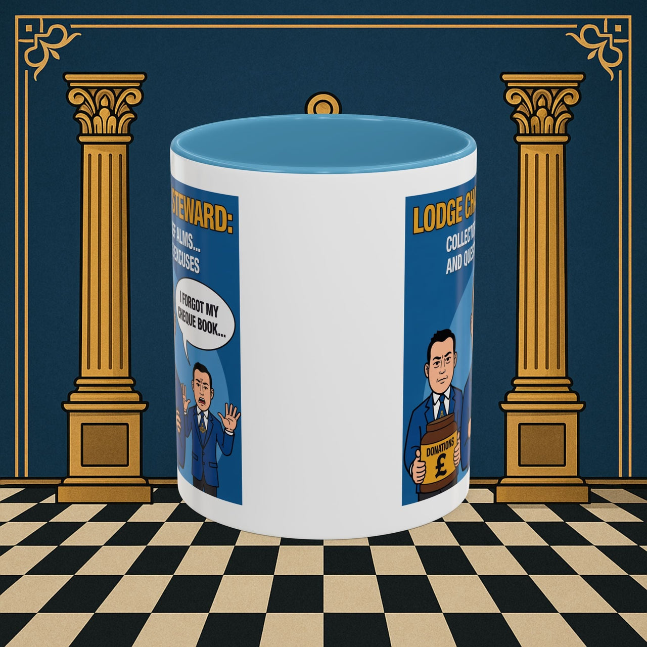 Premium Ready to Go Freemason Design | Accent Coloured 11oz Mug | The Donation Dodgers | Charity Steward - Masonic Mugs