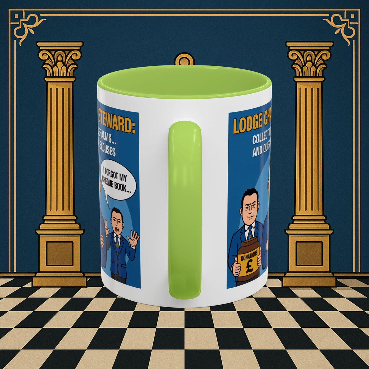 Premium Ready to Go Freemason Design | Accent Coloured 11oz Mug | The Donation Dodgers | Charity Steward - Masonic Mugs