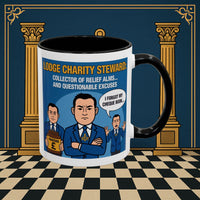 Premium Ready to Go Freemason Design | Accent Coloured 11oz Mug | The Donation Dodgers | Charity Steward - Masonic Mugs