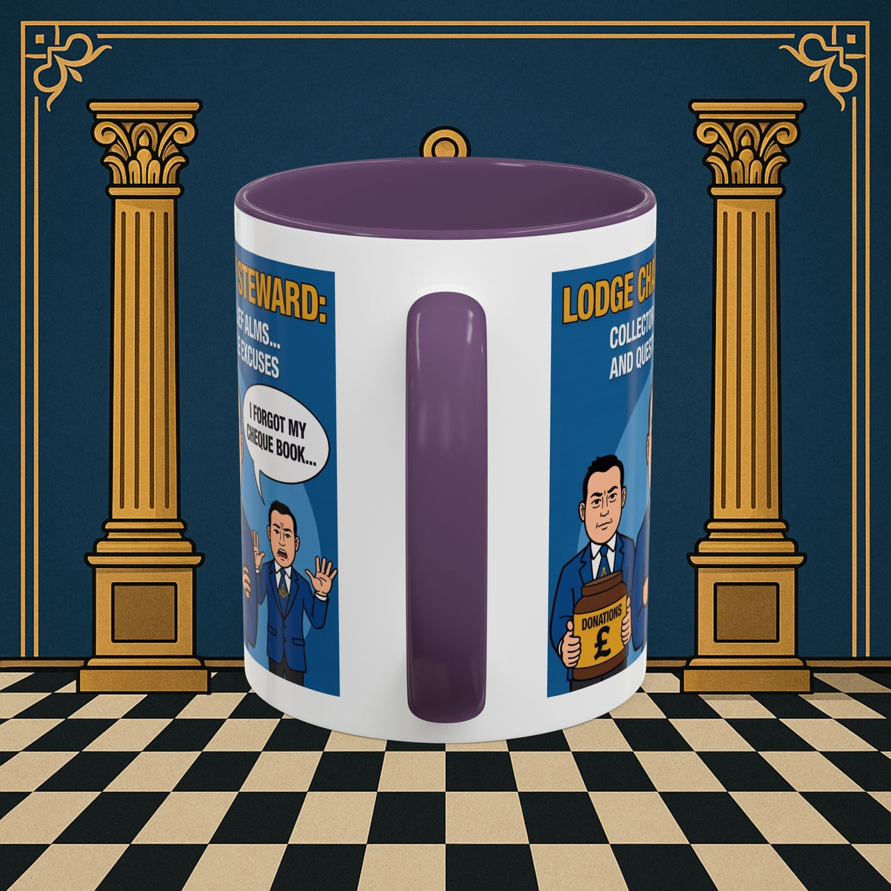 Premium Ready to Go Freemason Design | Accent Coloured 11oz Mug | The Donation Dodgers | Charity Steward - Masonic Mugs