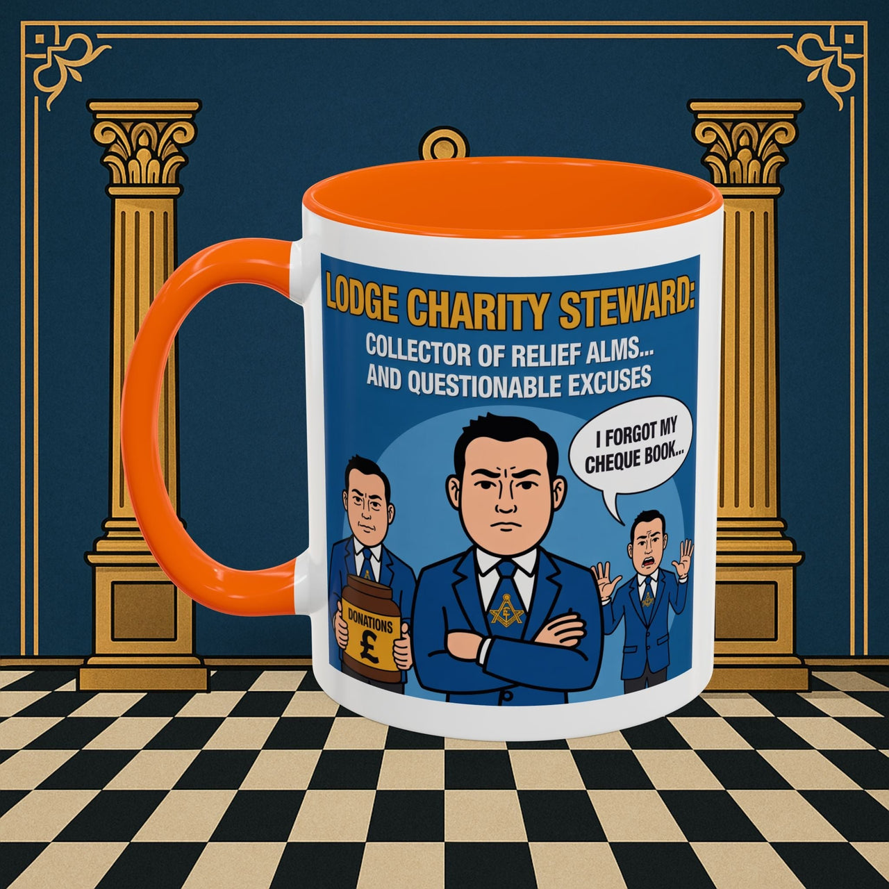 Premium Ready to Go Freemason Design | Accent Coloured 11oz Mug | The Donation Dodgers | Charity Steward - Masonic Mugs