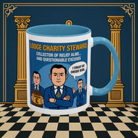 Premium Ready to Go Freemason Design | Accent Coloured 11oz Mug | The Donation Dodgers | Charity Steward - Masonic Mugs