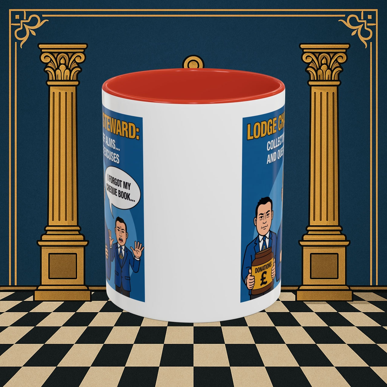 Premium Ready to Go Freemason Design | Accent Coloured 11oz Mug | The Donation Dodgers | Charity Steward - Masonic Mugs