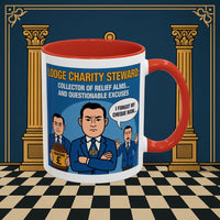 Premium Ready to Go Freemason Design | Accent Coloured 11oz Mug | The Donation Dodgers | Charity Steward - Masonic Mugs