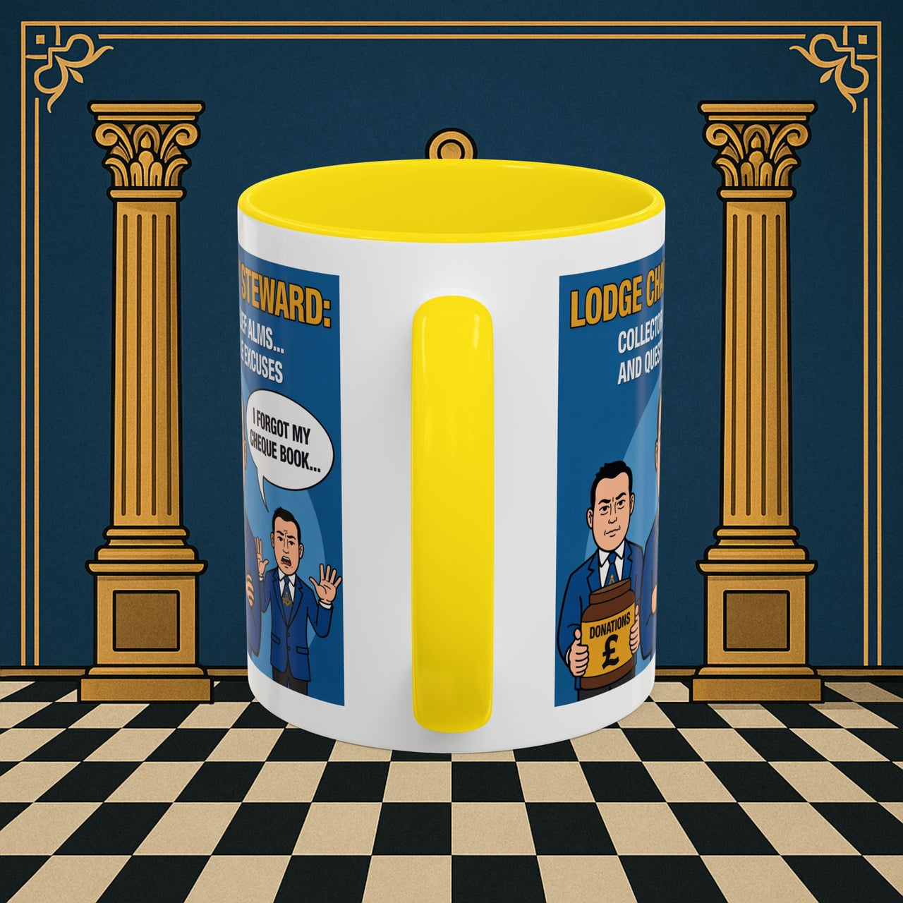 Premium Ready to Go Freemason Design | Accent Coloured 11oz Mug | The Donation Dodgers | Charity Steward - Masonic Mugs