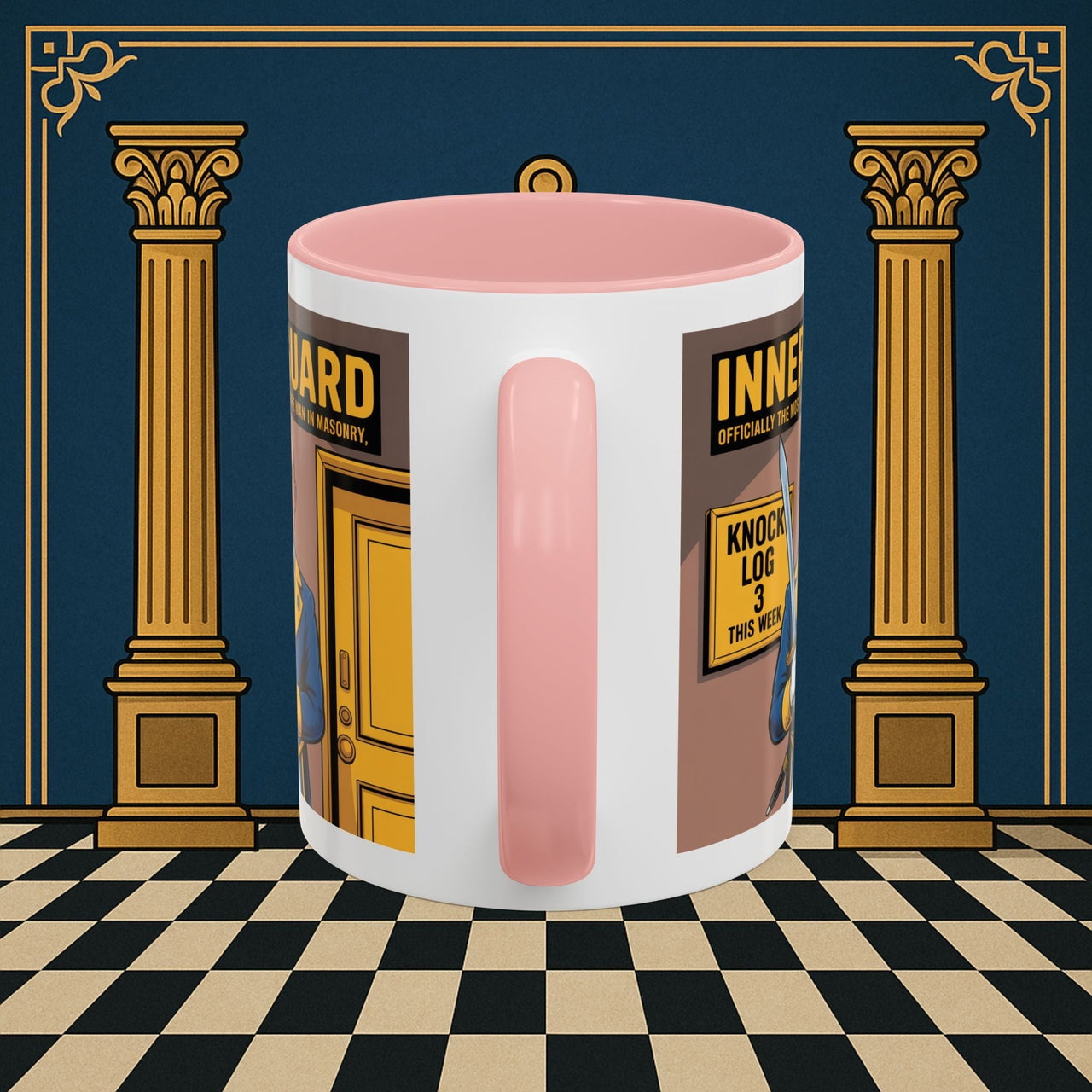 Premium Ready to Go Freemason Design | Accent Coloured 11oz Mug | The Knock Master | Inner Guard - Masonic Mugs