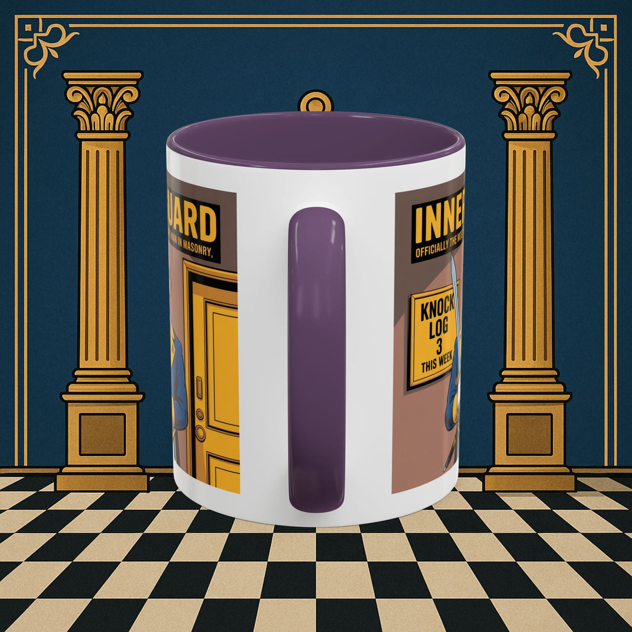Premium Ready to Go Freemason Design | Accent Coloured 11oz Mug | The Knock Master | Inner Guard - Masonic Mugs