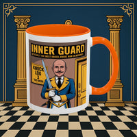 Premium Ready to Go Freemason Design | Accent Coloured 11oz Mug | The Knock Master | Inner Guard - Masonic Mugs
