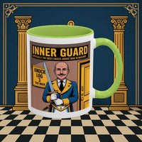 Premium Ready to Go Freemason Design | Accent Coloured 11oz Mug | The Knock Master | Inner Guard - Masonic Mugs