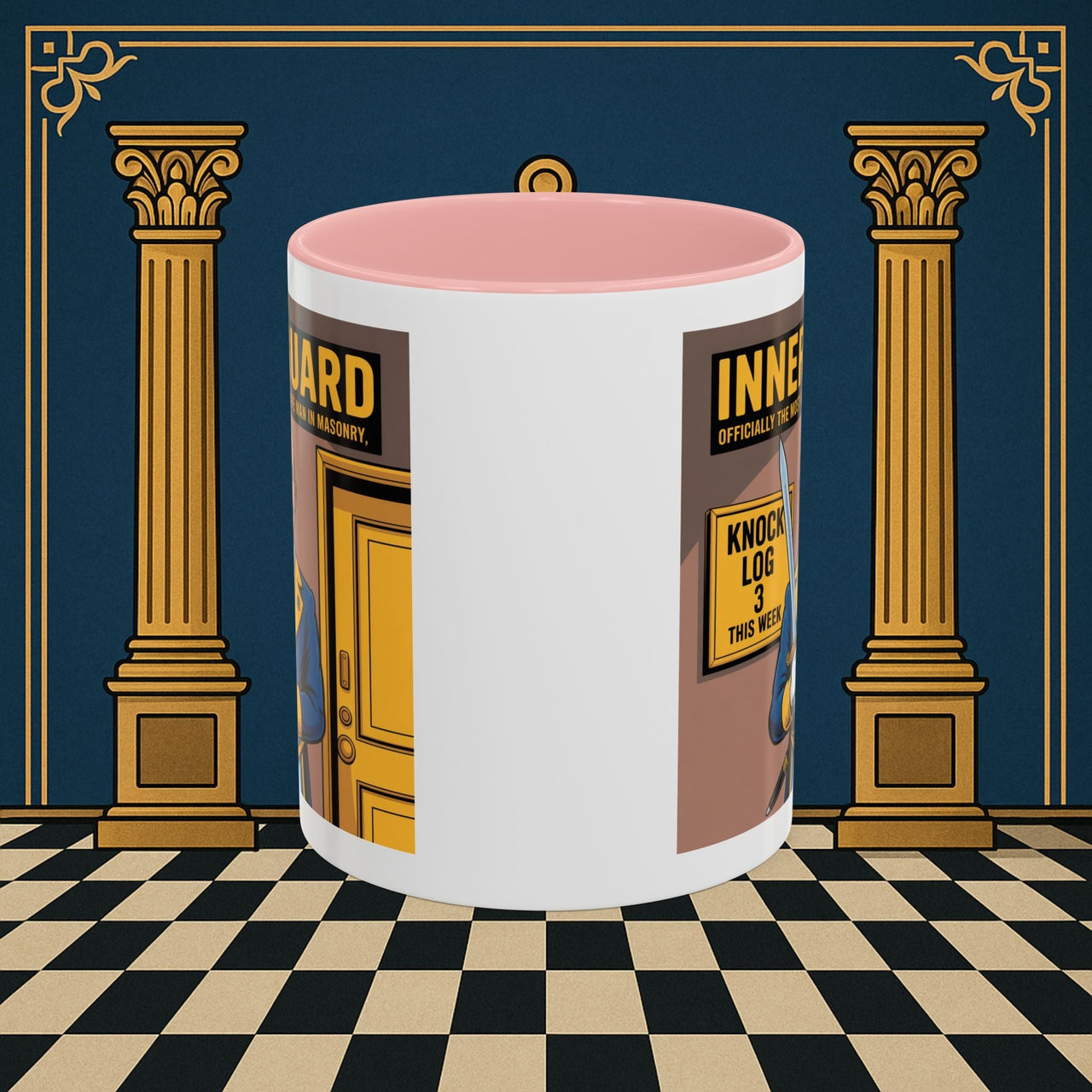 Premium Ready to Go Freemason Design | Accent Coloured 11oz Mug | The Knock Master | Inner Guard - Masonic Mugs
