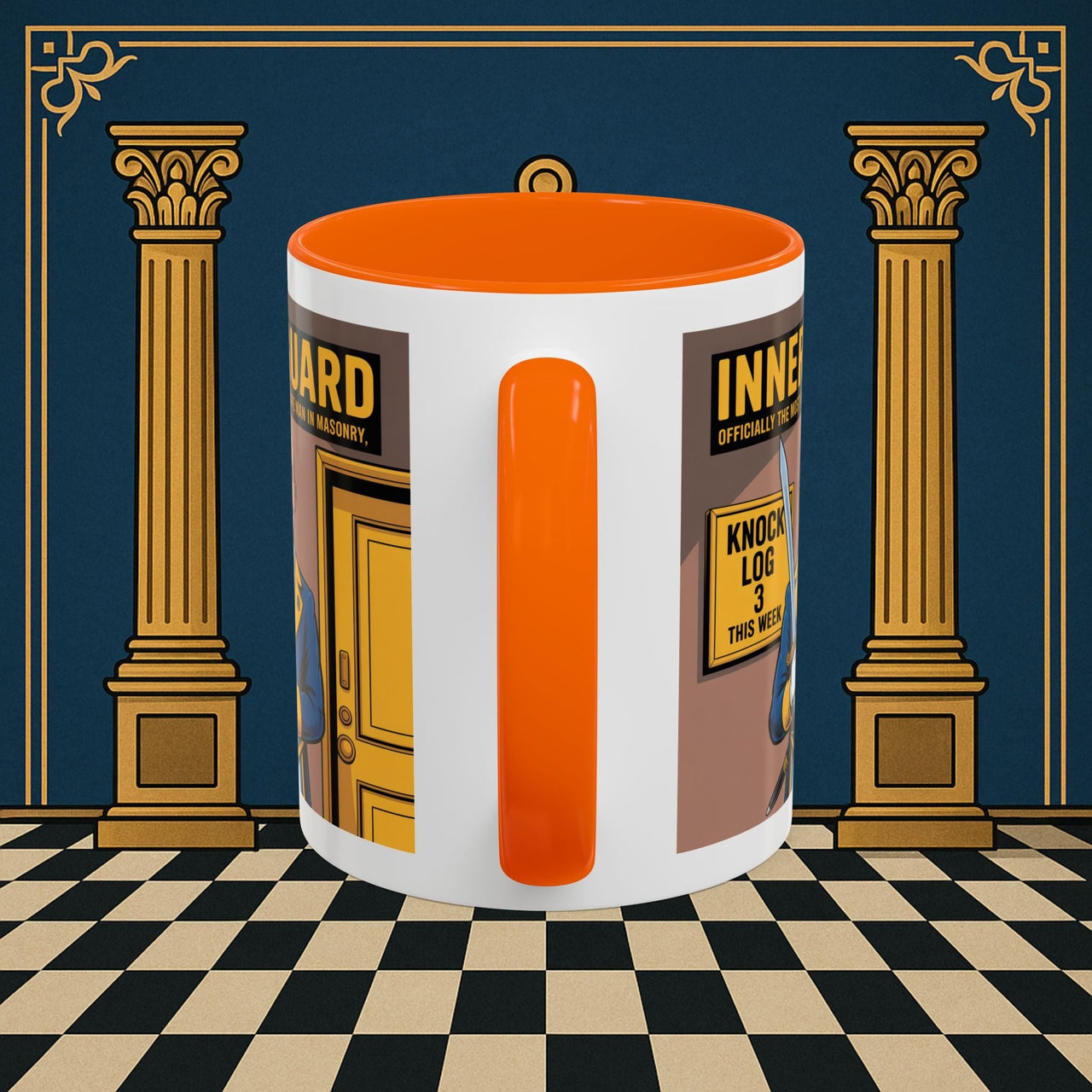Premium Ready to Go Freemason Design | Accent Coloured 11oz Mug | The Knock Master | Inner Guard - Masonic Mugs