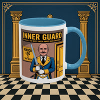 Premium Ready to Go Freemason Design | Accent Coloured 11oz Mug | The Knock Master | Inner Guard - Masonic Mugs