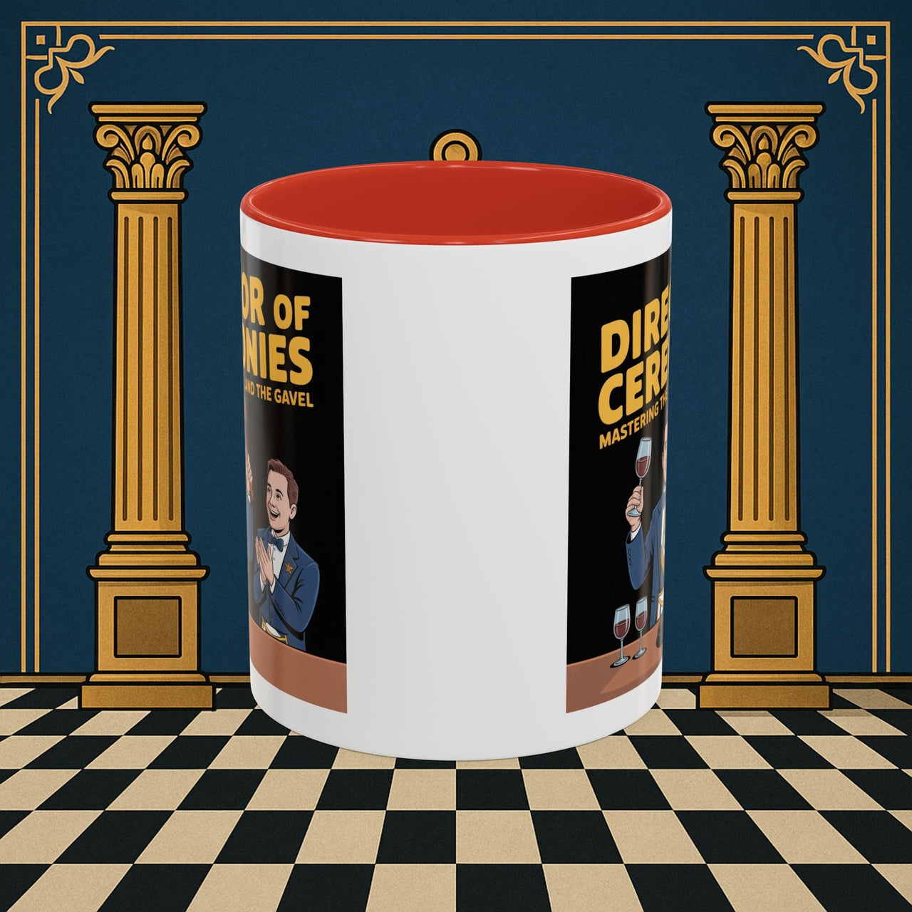 Premium Ready to Go Freemason Design | Accent Coloured 11oz Mug | Toastmaster's Triumph | Director of Ceremonies - Masonic Mugs