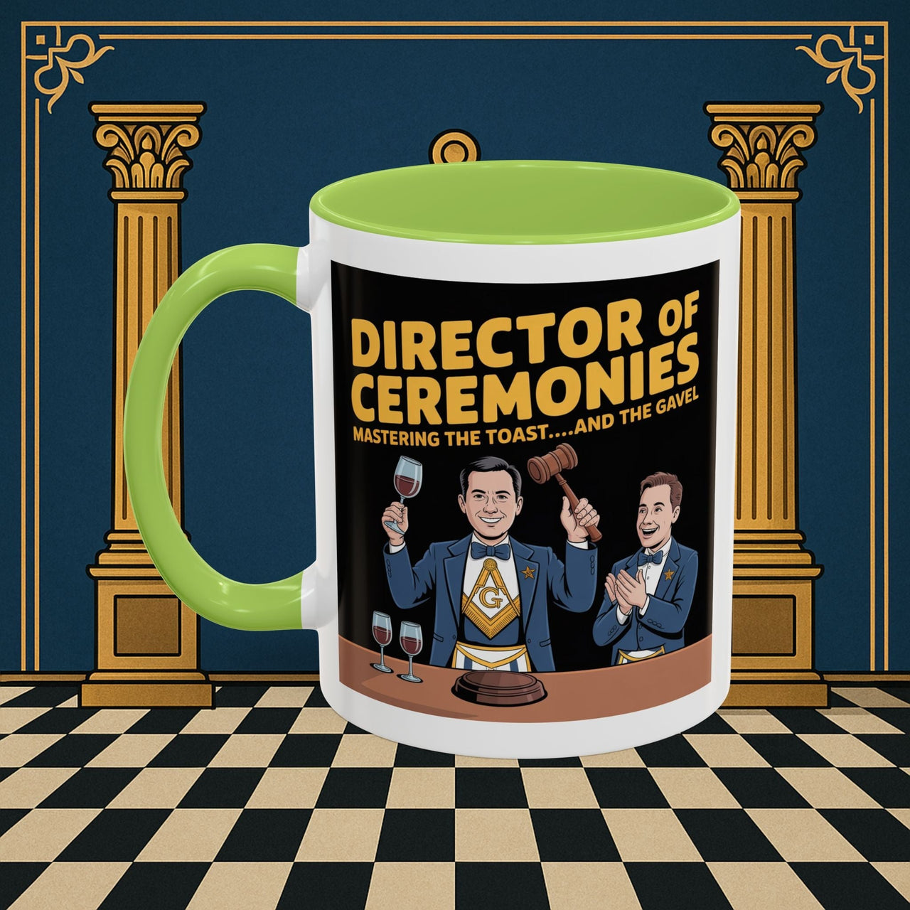 Premium Ready to Go Freemason Design | Accent Coloured 11oz Mug | Toastmaster's Triumph | Director of Ceremonies - Masonic Mugs