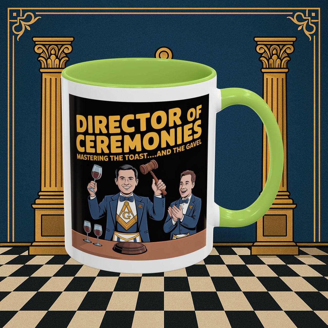 Premium Ready to Go Freemason Design | Accent Coloured 11oz Mug | Toastmaster's Triumph | Director of Ceremonies - Masonic Mugs