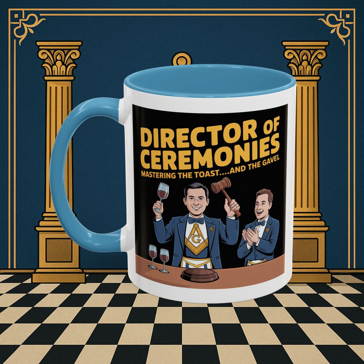Premium Ready to Go Freemason Design | Accent Coloured 11oz Mug | Toastmaster's Triumph | Director of Ceremonies - Masonic Mugs