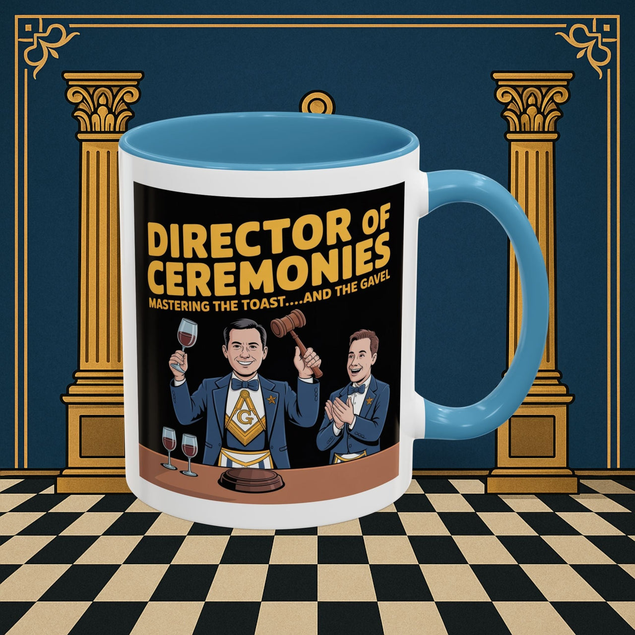 Premium Ready to Go Freemason Design | Accent Coloured 11oz Mug | Toastmaster's Triumph | Director of Ceremonies - Masonic Mugs