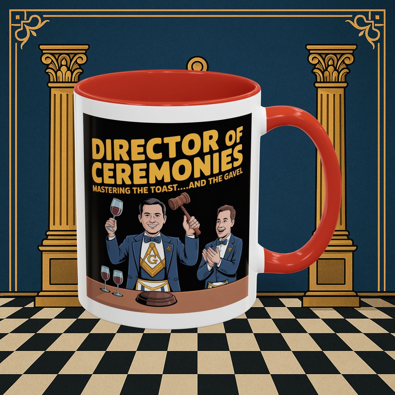 Premium Ready to Go Freemason Design | Accent Coloured 11oz Mug | Toastmaster's Triumph | Director of Ceremonies - Masonic Mugs