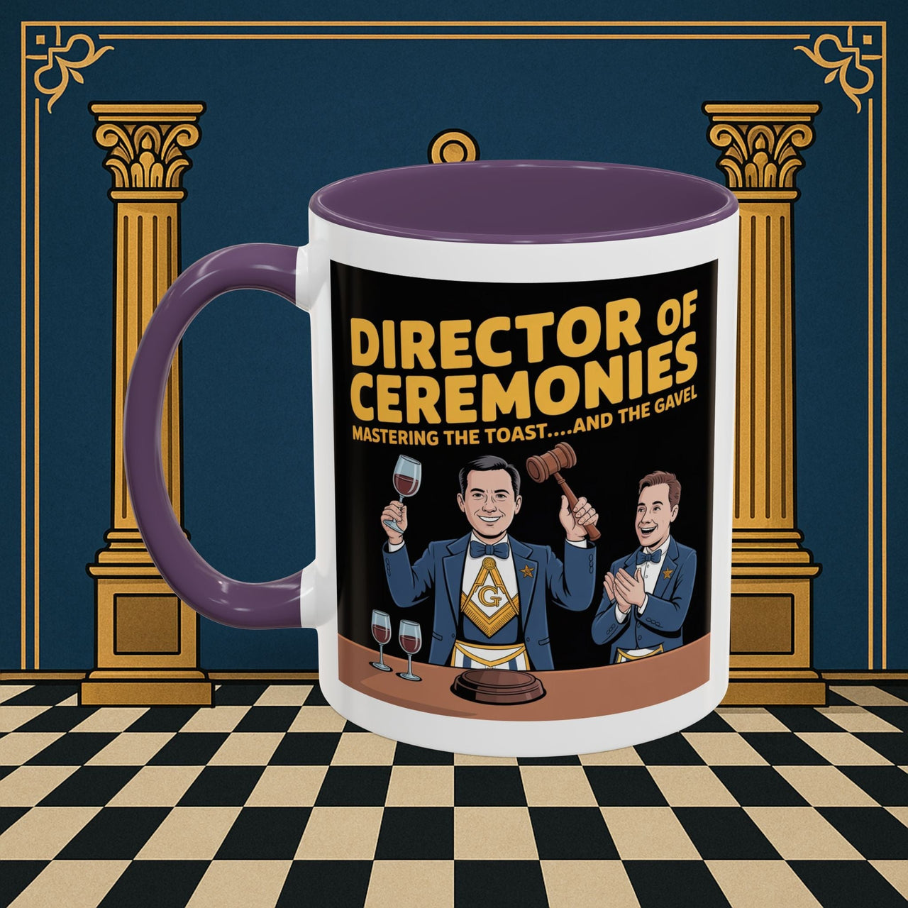 Premium Ready to Go Freemason Design | Accent Coloured 11oz Mug | Toastmaster's Triumph | Director of Ceremonies - Masonic Mugs