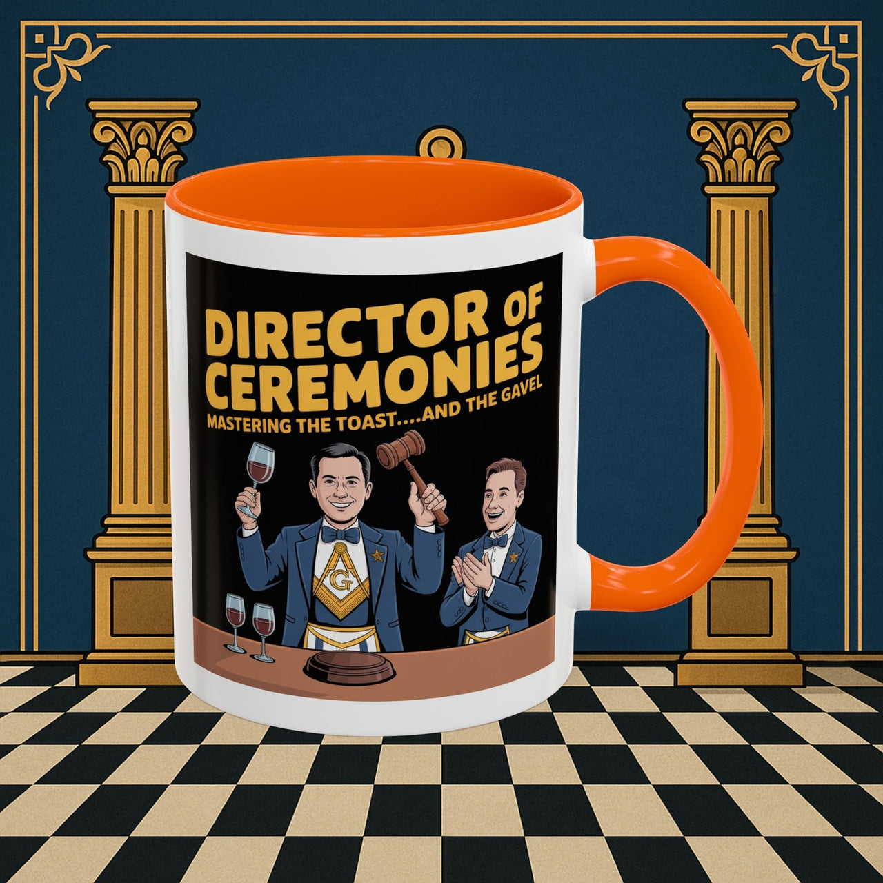 Premium Ready to Go Freemason Design | Accent Coloured 11oz Mug | Toastmaster's Triumph | Director of Ceremonies - Masonic Mugs