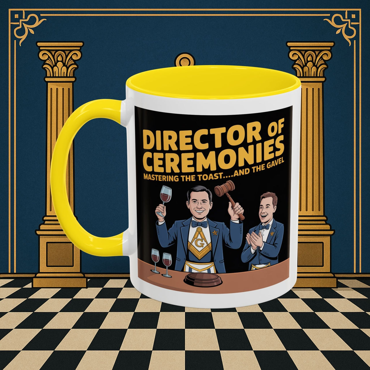 Premium Ready to Go Freemason Design | Accent Coloured 11oz Mug | Toastmaster's Triumph | Director of Ceremonies - Masonic Mugs