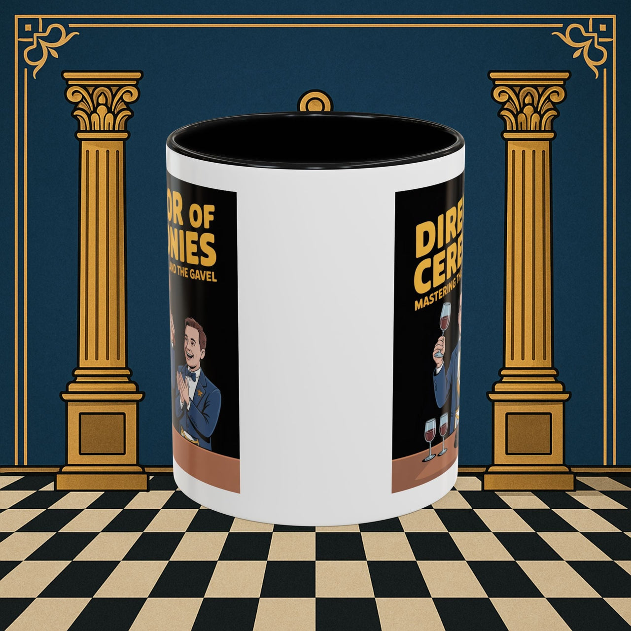 Premium Ready to Go Freemason Design | Accent Coloured 11oz Mug | Toastmaster's Triumph | Director of Ceremonies - Masonic Mugs