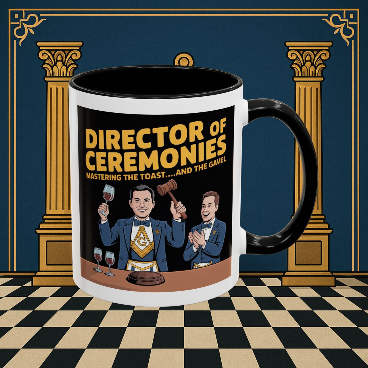 Premium Ready to Go Freemason Design | Accent Coloured 11oz Mug | Toastmaster's Triumph | Director of Ceremonies - Masonic Mugs
