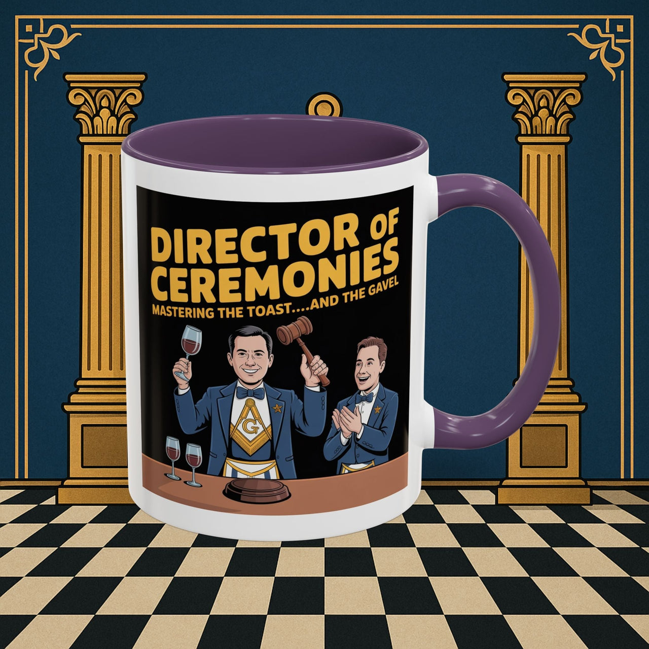 Premium Ready to Go Freemason Design | Accent Coloured 11oz Mug | Toastmaster's Triumph | Director of Ceremonies - Masonic Mugs