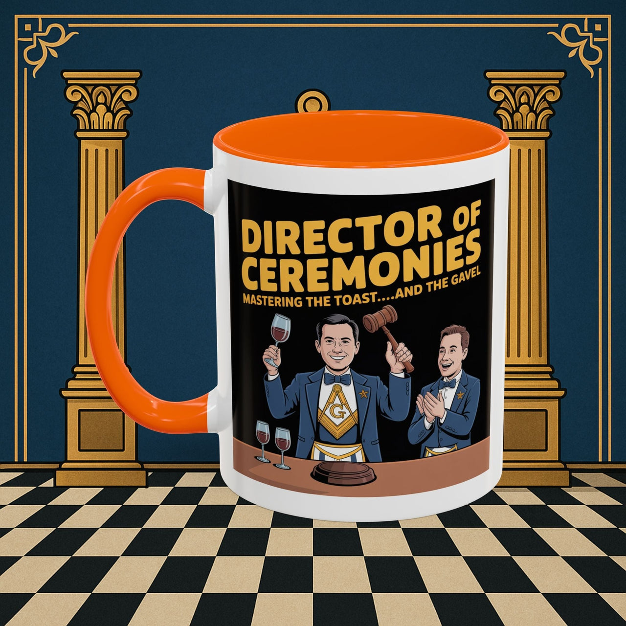 Premium Ready to Go Freemason Design | Accent Coloured 11oz Mug | Toastmaster's Triumph | Director of Ceremonies - Masonic Mugs