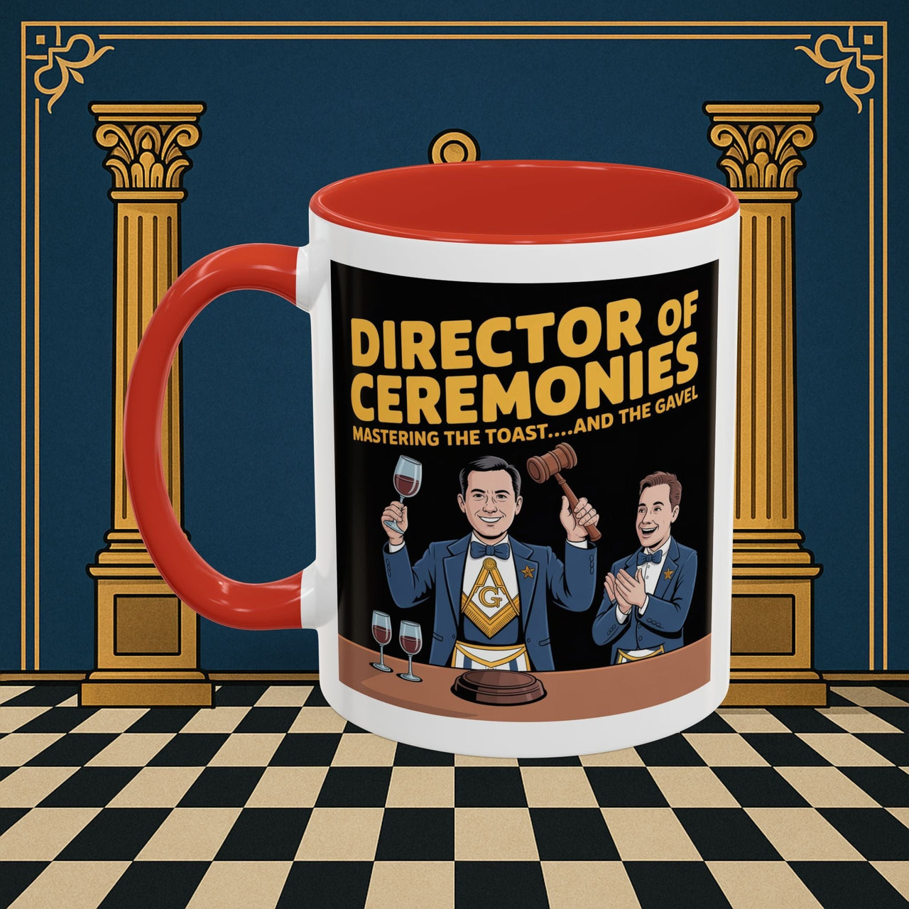 Premium Ready to Go Freemason Design | Accent Coloured 11oz Mug | Toastmaster's Triumph | Director of Ceremonies - Masonic Mugs