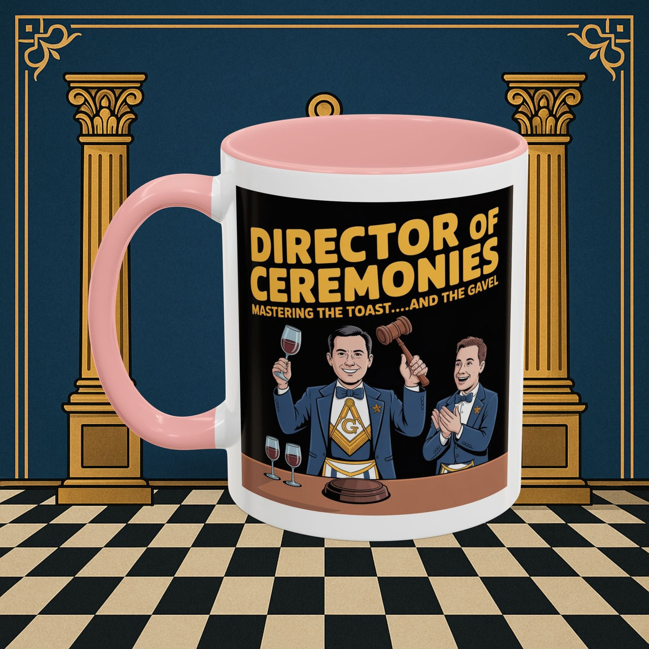 Premium Ready to Go Freemason Design | Accent Coloured 11oz Mug | Toastmaster's Triumph | Director of Ceremonies - Masonic Mugs