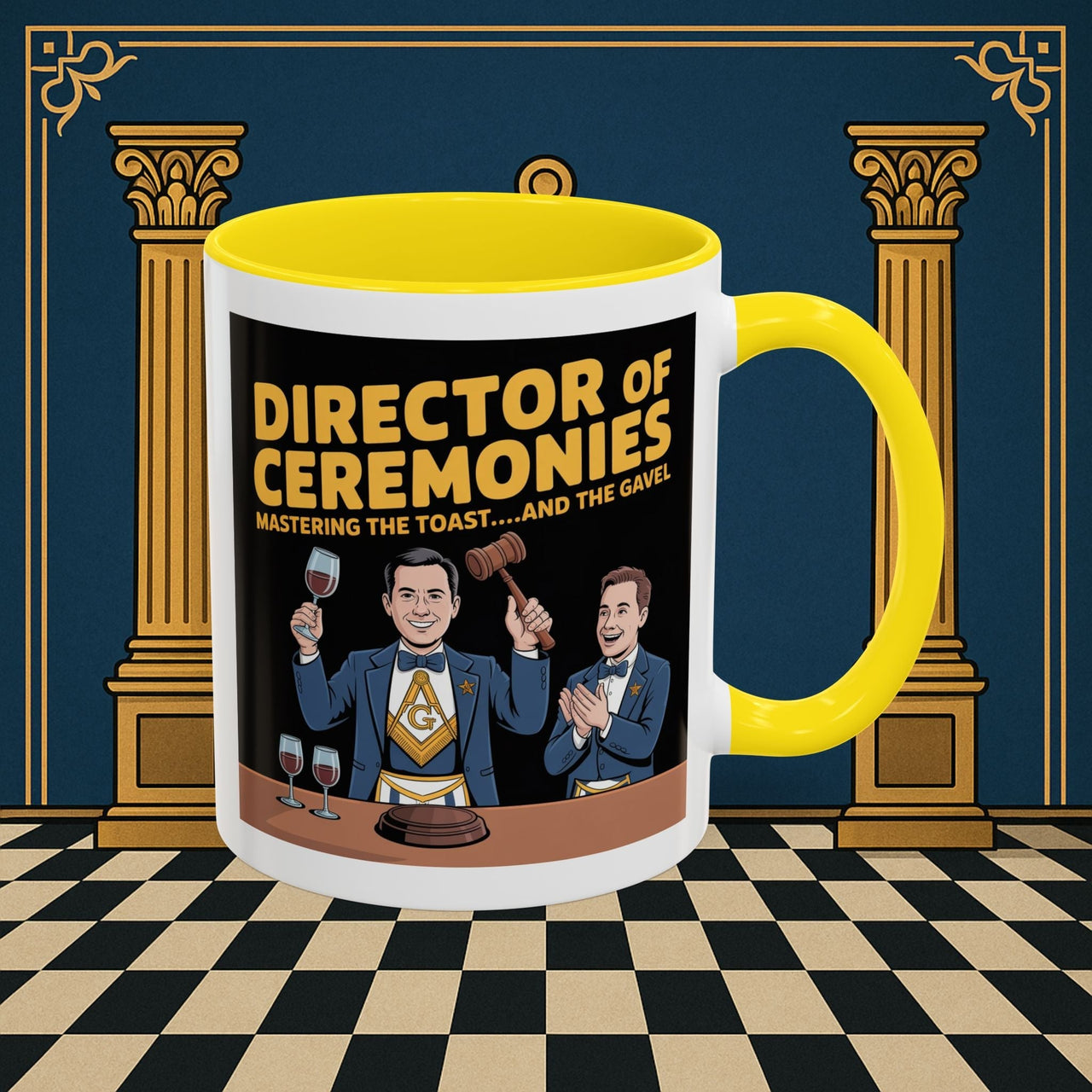 Premium Ready to Go Freemason Design | Accent Coloured 11oz Mug | Toastmaster's Triumph | Director of Ceremonies - Masonic Mugs