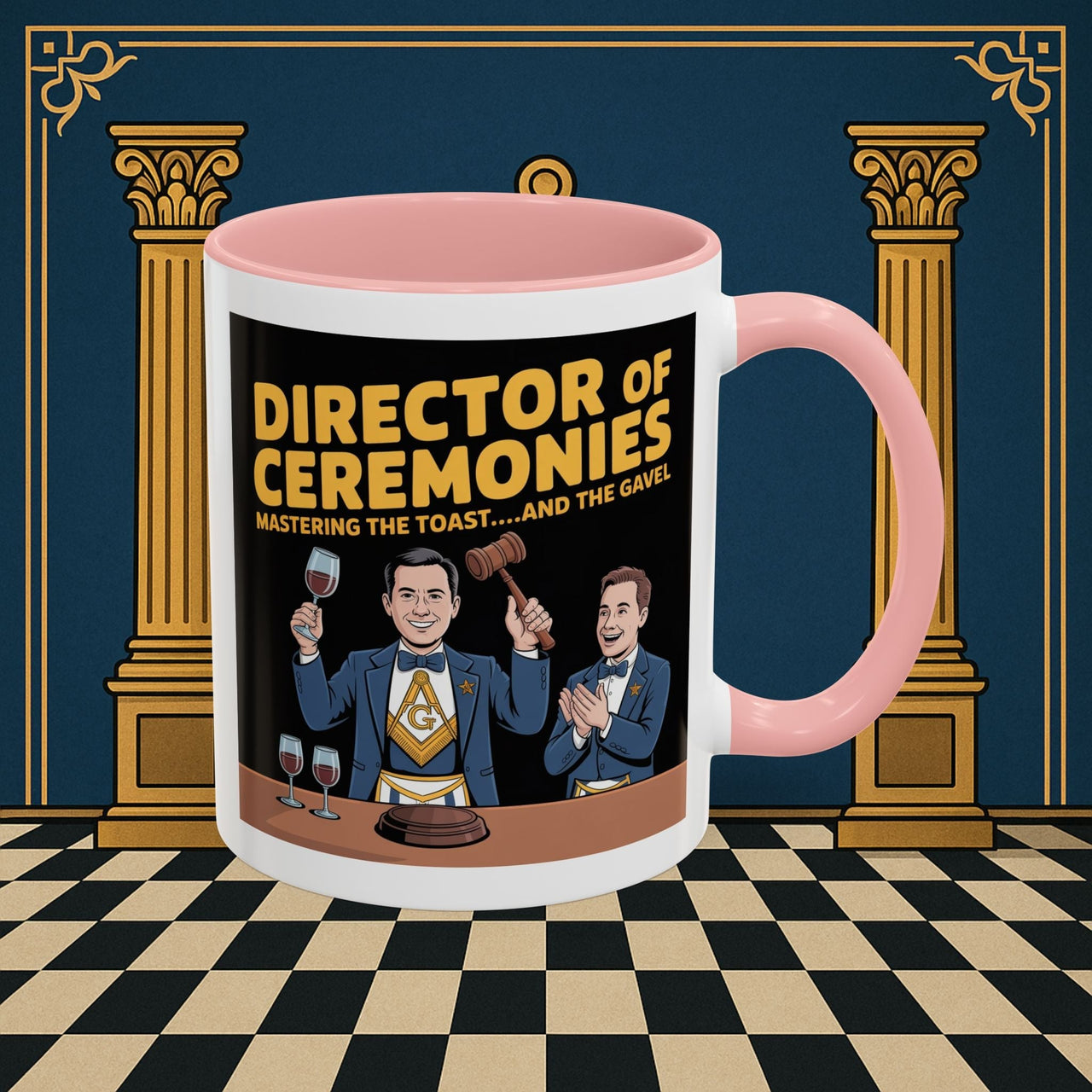Premium Ready to Go Freemason Design | Accent Coloured 11oz Mug | Toastmaster's Triumph | Director of Ceremonies - Masonic Mugs