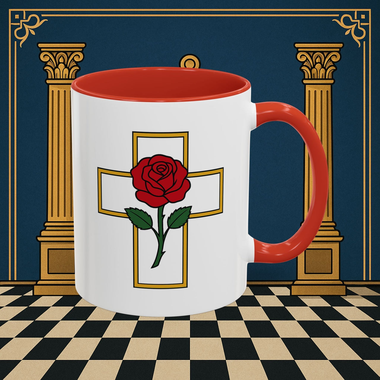 Premium Ready to Go Freemason Design | Crimson Cross | Rose Croix - Masonic Mugs