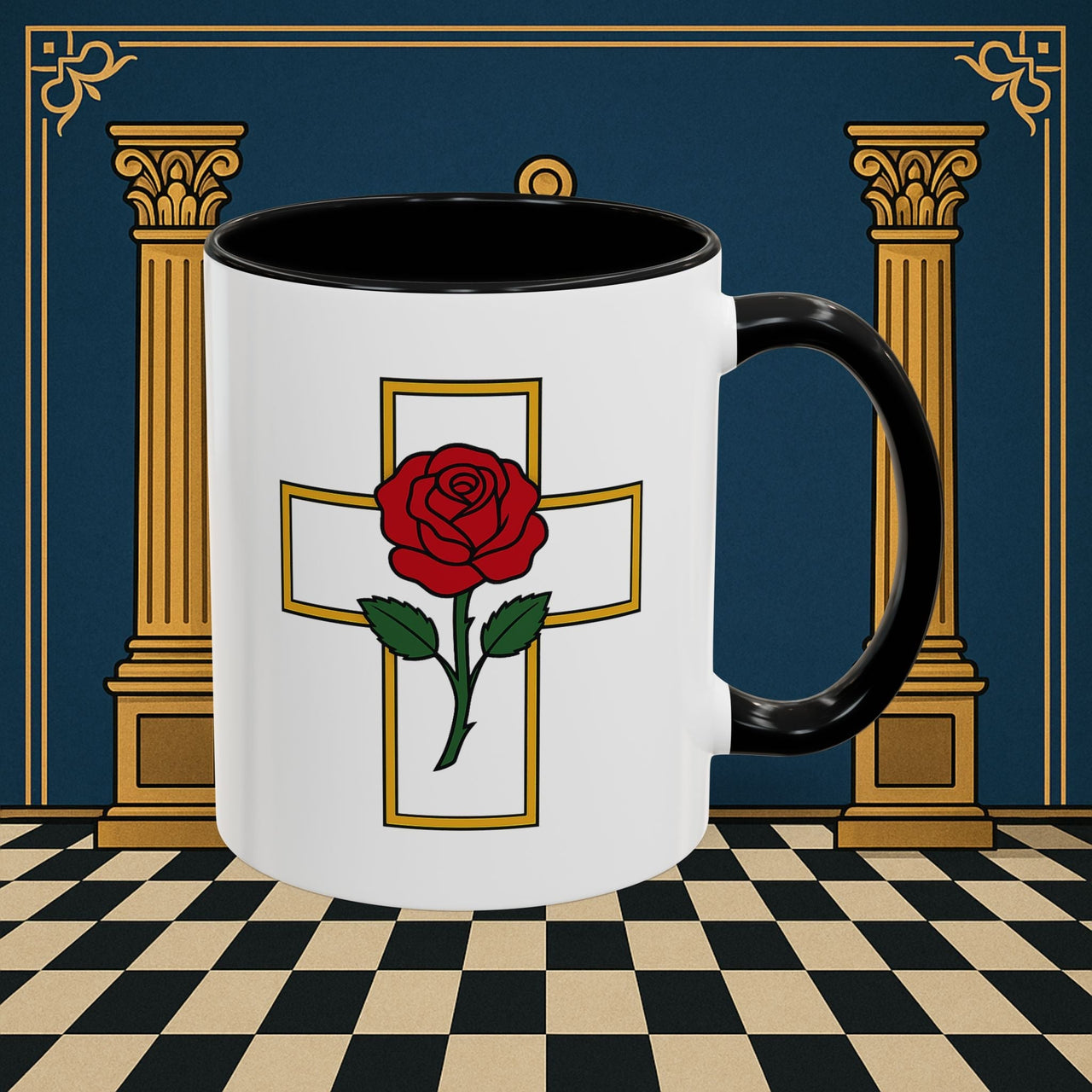 Premium Ready to Go Freemason Design | Crimson Cross | Rose Croix - Masonic Mugs