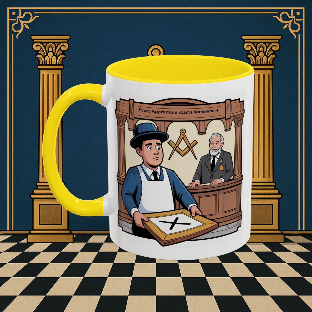 Premium Ready to Go Freemason Design | Entered Apprentice Every Apprentice Starts Somewhere - Masonic Mugs