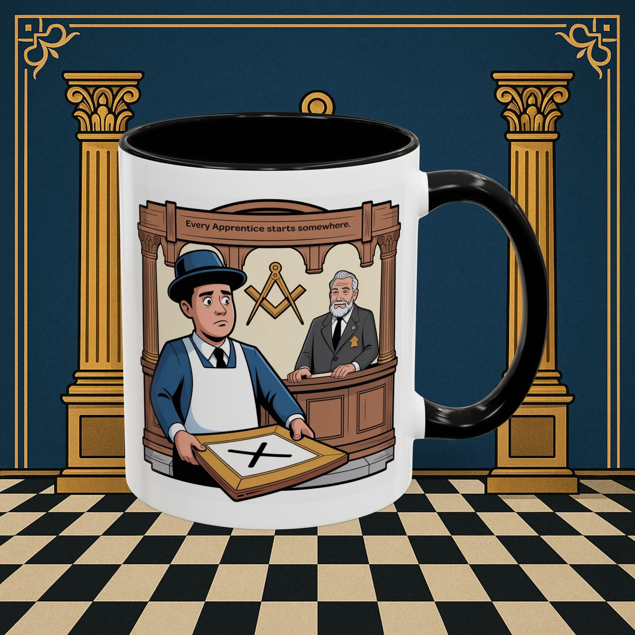 Premium Ready to Go Freemason Design | Entered Apprentice Every Apprentice Starts Somewhere - Masonic Mugs