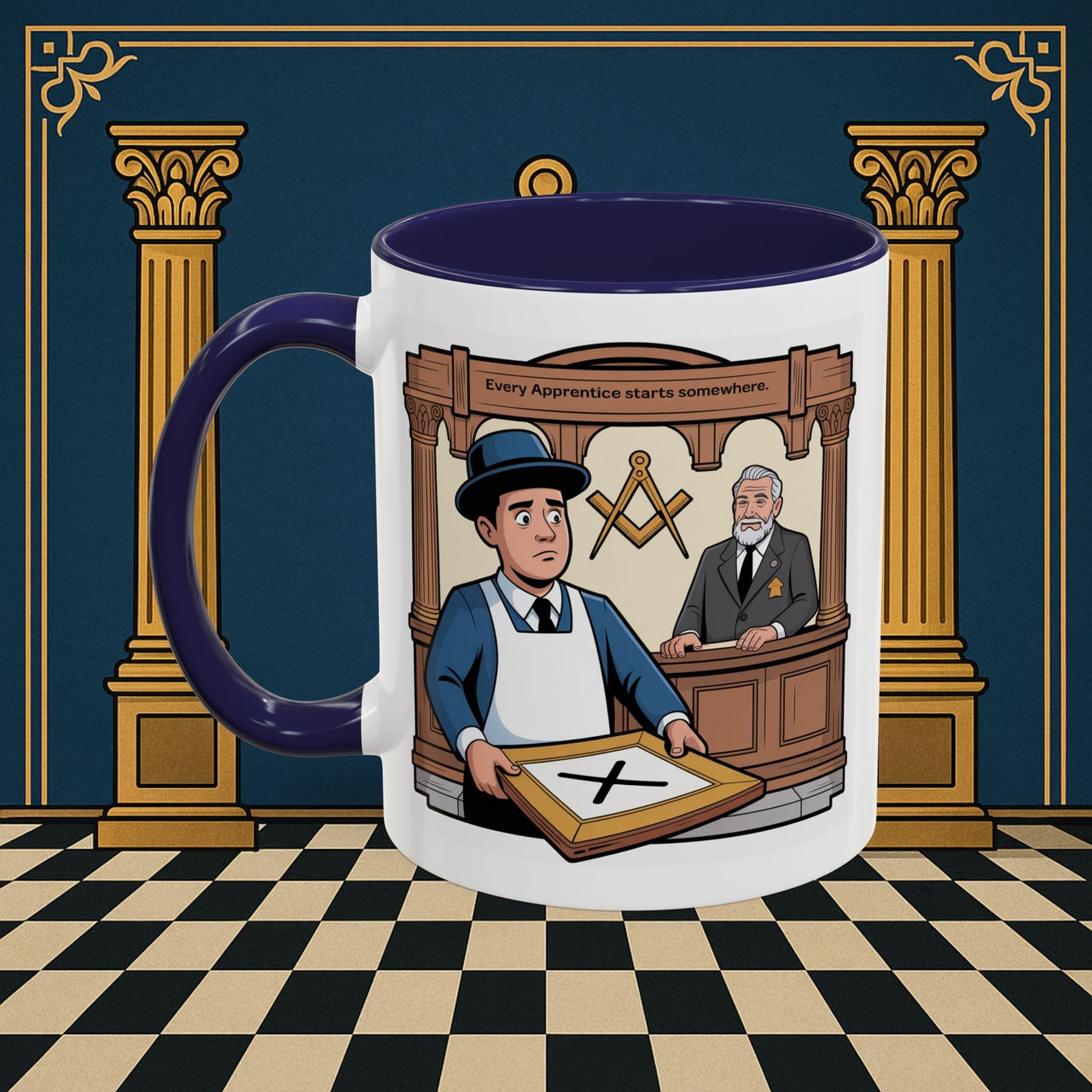 Premium Ready to Go Freemason Design | Entered Apprentice Every Apprentice Starts Somewhere - Masonic Mugs