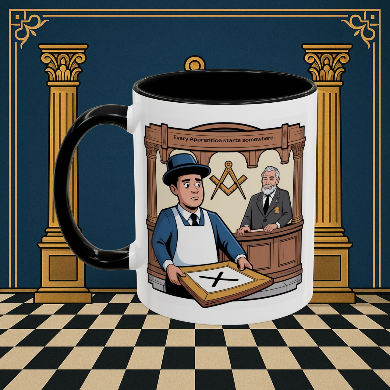Premium Ready to Go Freemason Design | Entered Apprentice Every Apprentice Starts Somewhere - Masonic Mugs