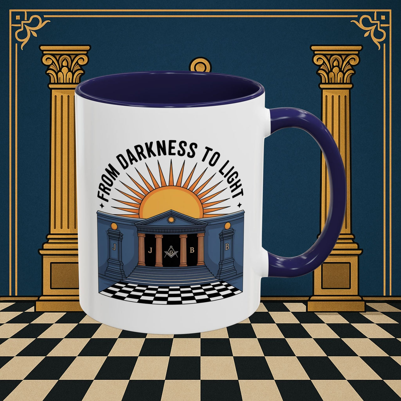 Premium Ready to Go Freemason Design | Entered Apprentice From Darkness to Light - Masonic Mugs