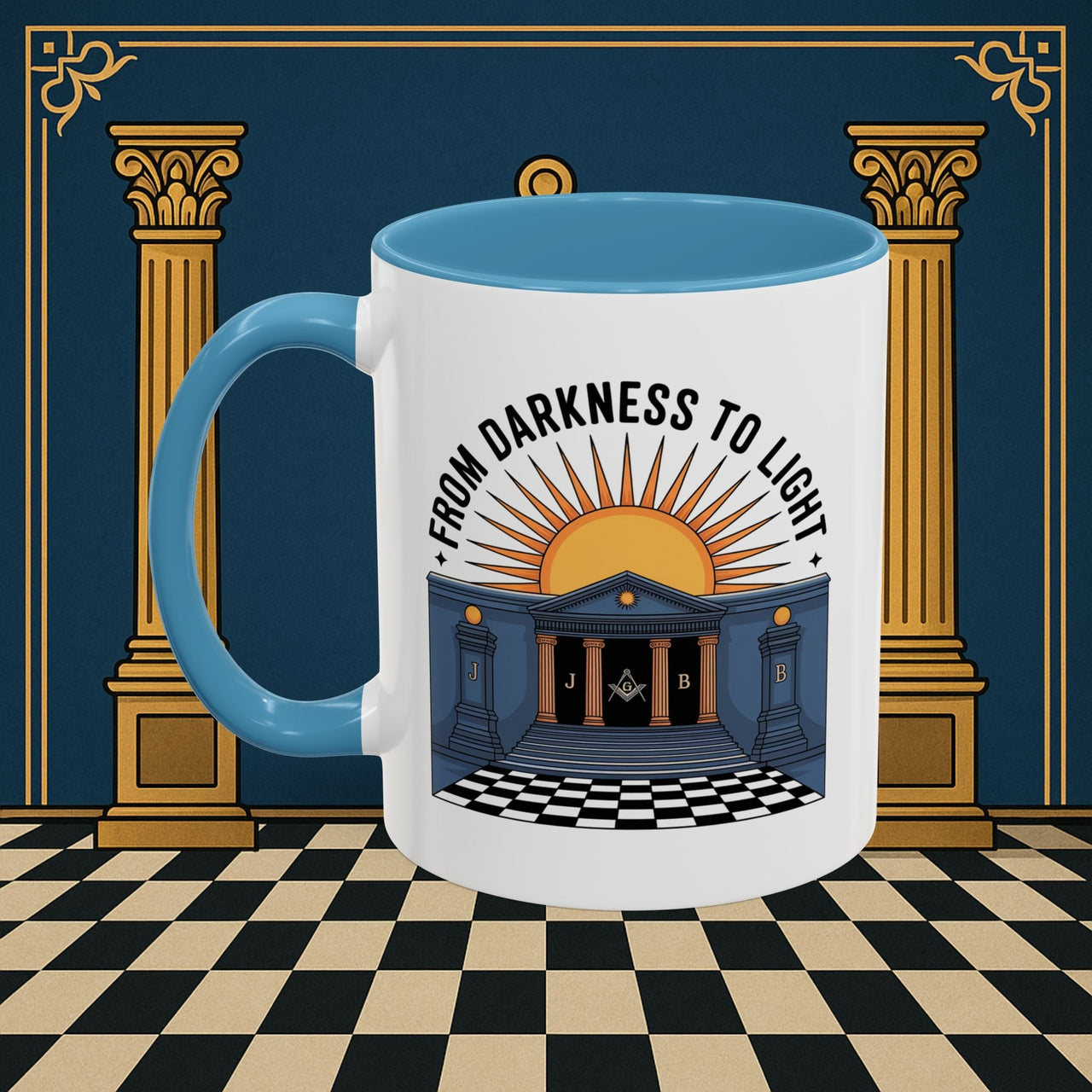 Premium Ready to Go Freemason Design | Entered Apprentice From Darkness to Light - Masonic Mugs