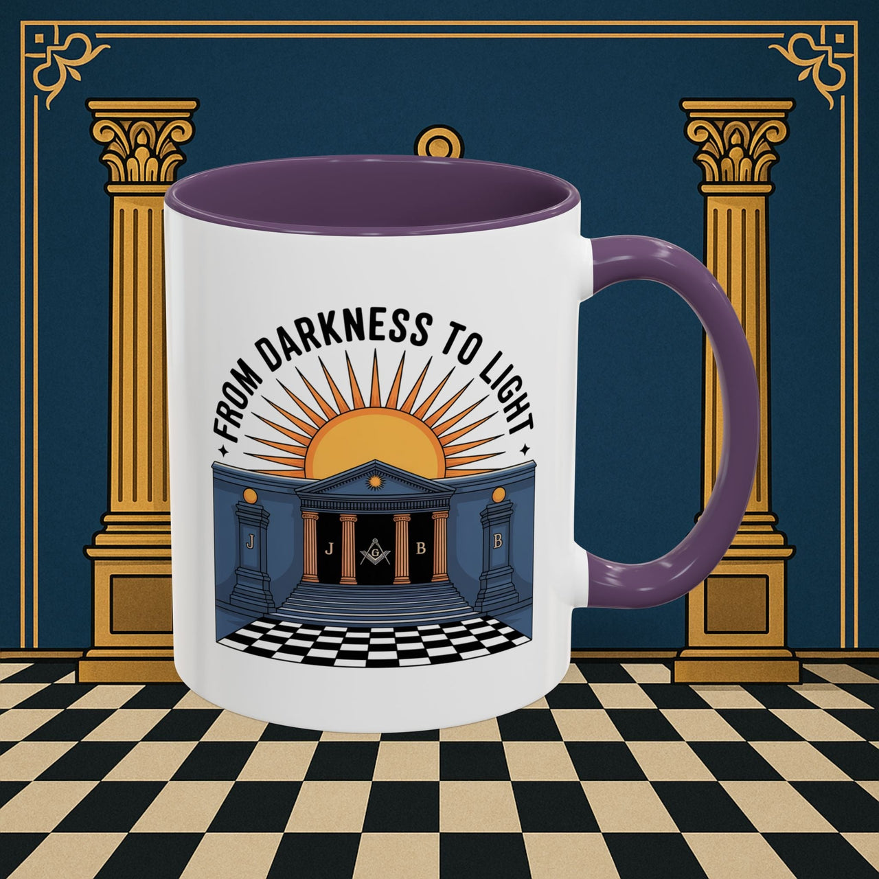 Premium Ready to Go Freemason Design | Entered Apprentice From Darkness to Light - Masonic Mugs