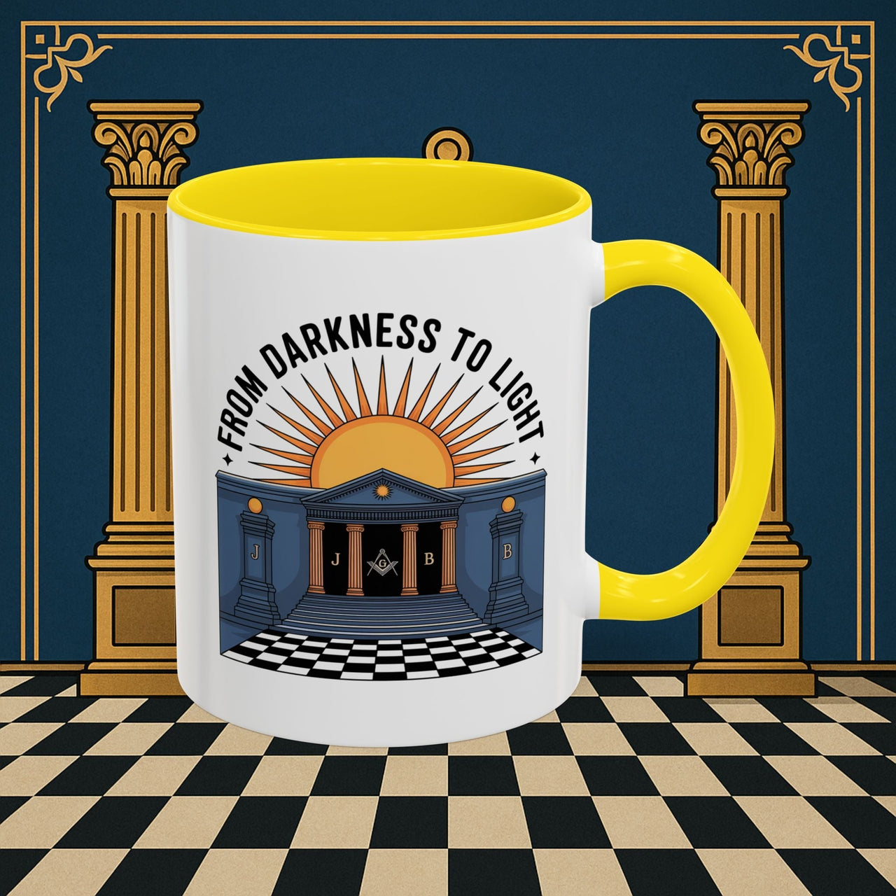 Premium Ready to Go Freemason Design | Entered Apprentice From Darkness to Light - Masonic Mugs