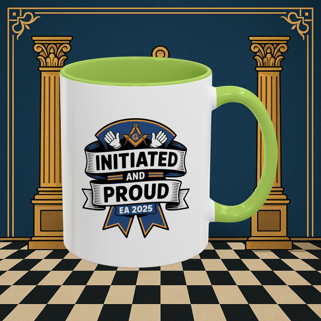 Premium Ready to Go Freemason Design | Entered Apprentice Initiated and Proud 2025 - Masonic Mugs