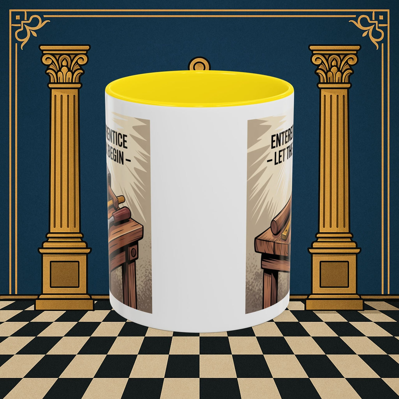 Premium Ready to Go Freemason Design | Entered Apprentice Let the work begin - Masonic Mugs