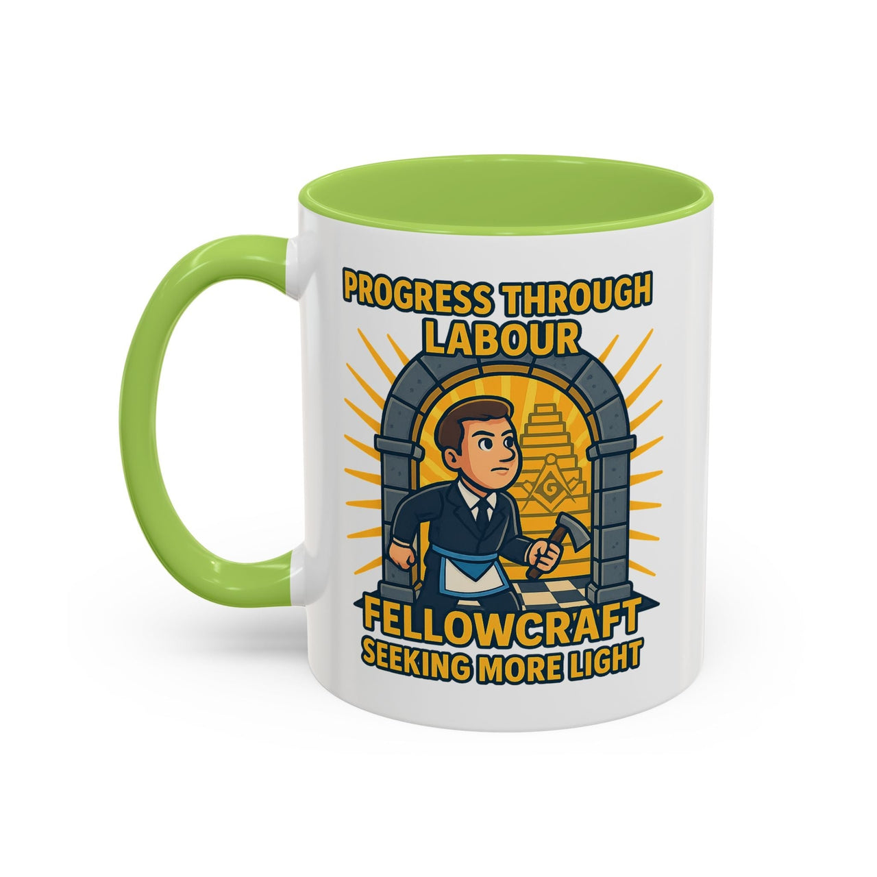Premium Ready to Go Freemason Design | Fellowcraft | Progress through Labour - Masonic Mugs