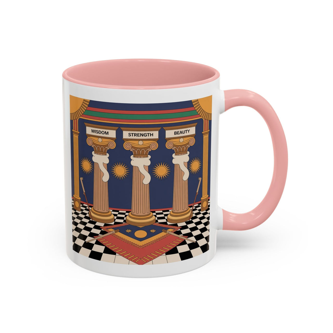Premium Ready to Go Freemason Design | Fellowcraft | Wisdom Strength Beauty - Masonic Mugs