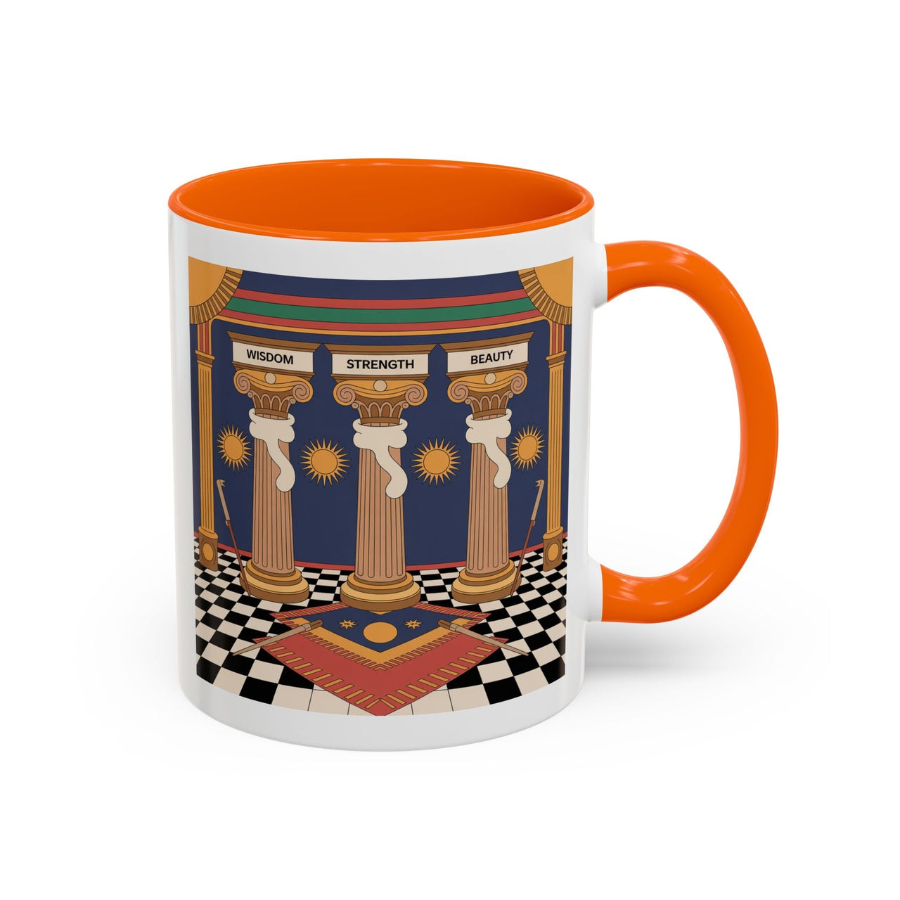 Premium Ready to Go Freemason Design | Fellowcraft | Wisdom Strength Beauty - Masonic Mugs