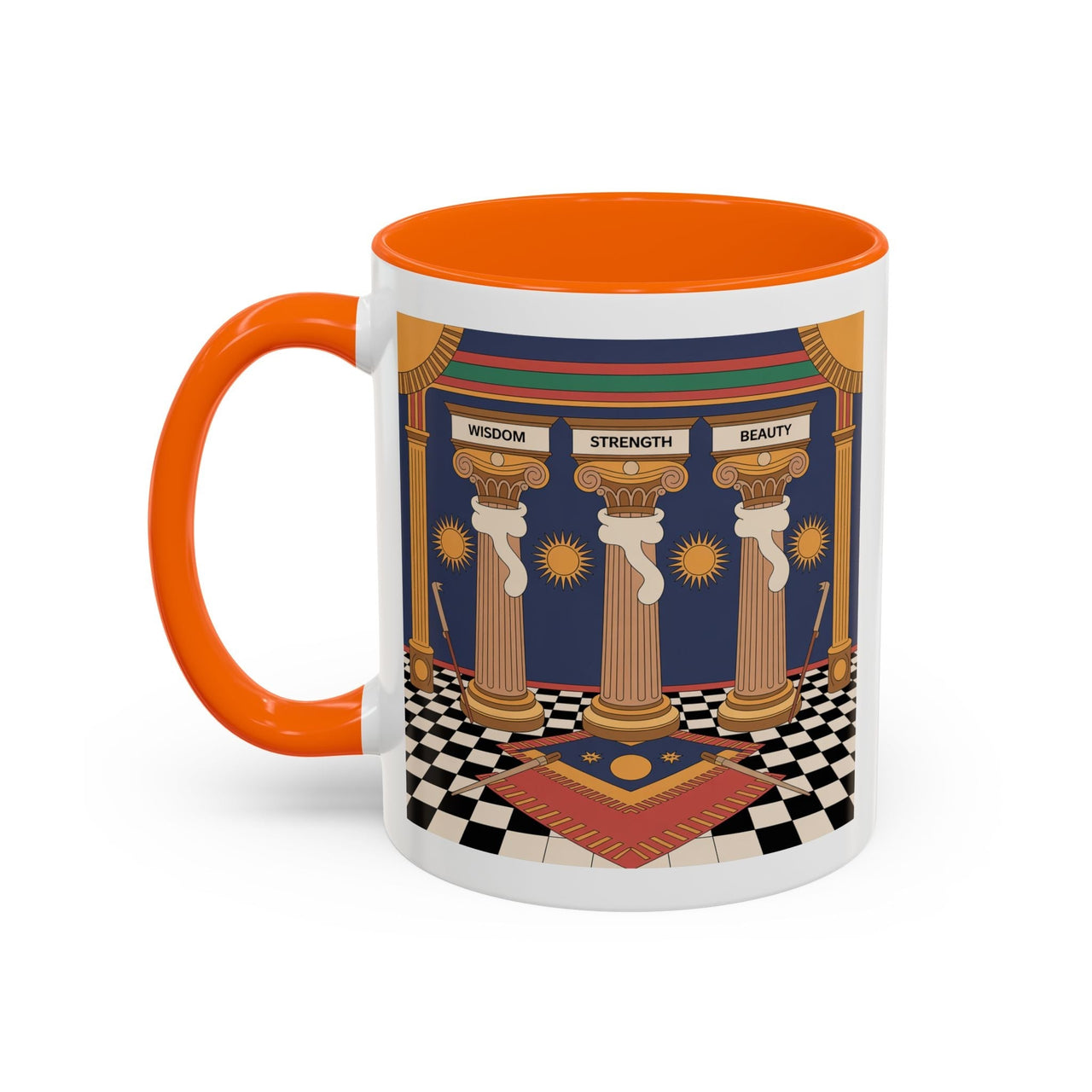 Premium Ready to Go Freemason Design | Fellowcraft | Wisdom Strength Beauty - Masonic Mugs