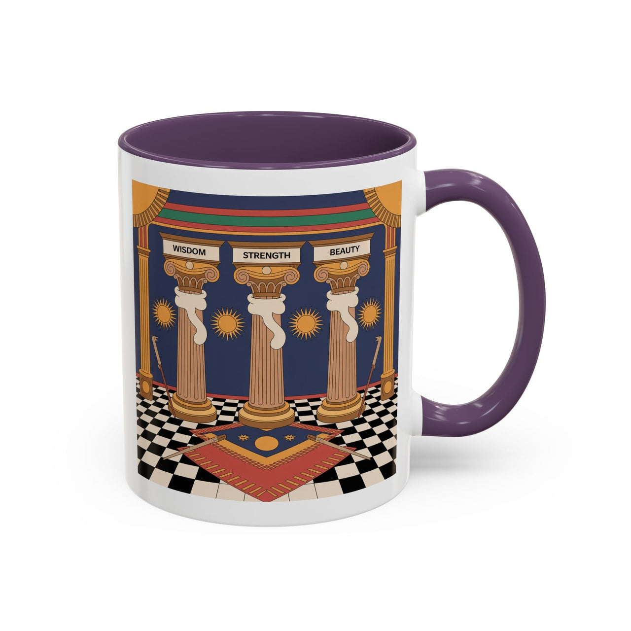 Premium Ready to Go Freemason Design | Fellowcraft | Wisdom Strength Beauty - Masonic Mugs